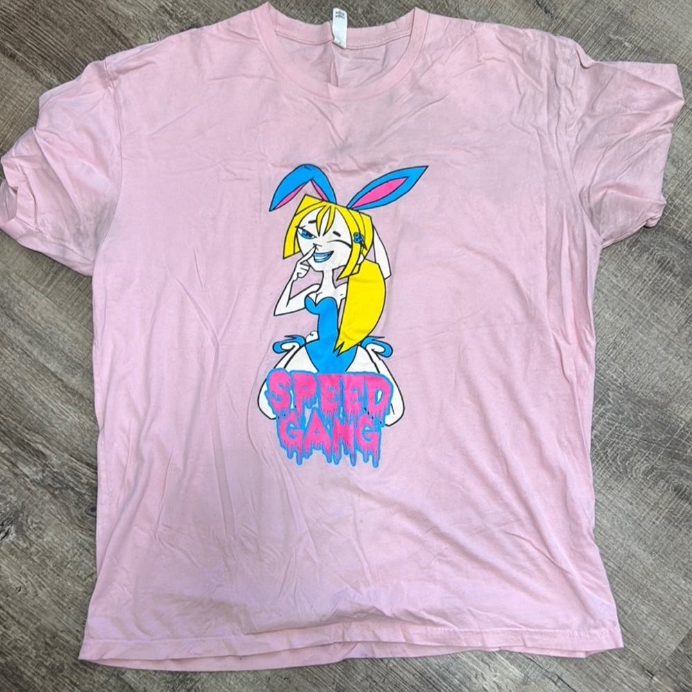 Pink Graphic T-Shirt with Cartoon Print